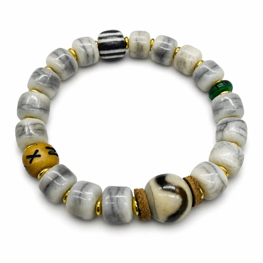 Tibet Art Yak Bone Dzi Bracelet - Auspicious Symbol Series Tibet Art