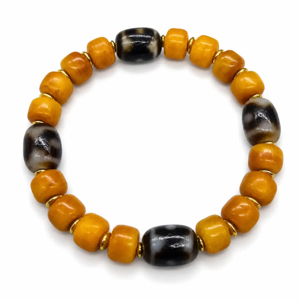 Tibet Art Yak Bone Dzi Bracelet - Auspicious Symbol Series Tibet Art