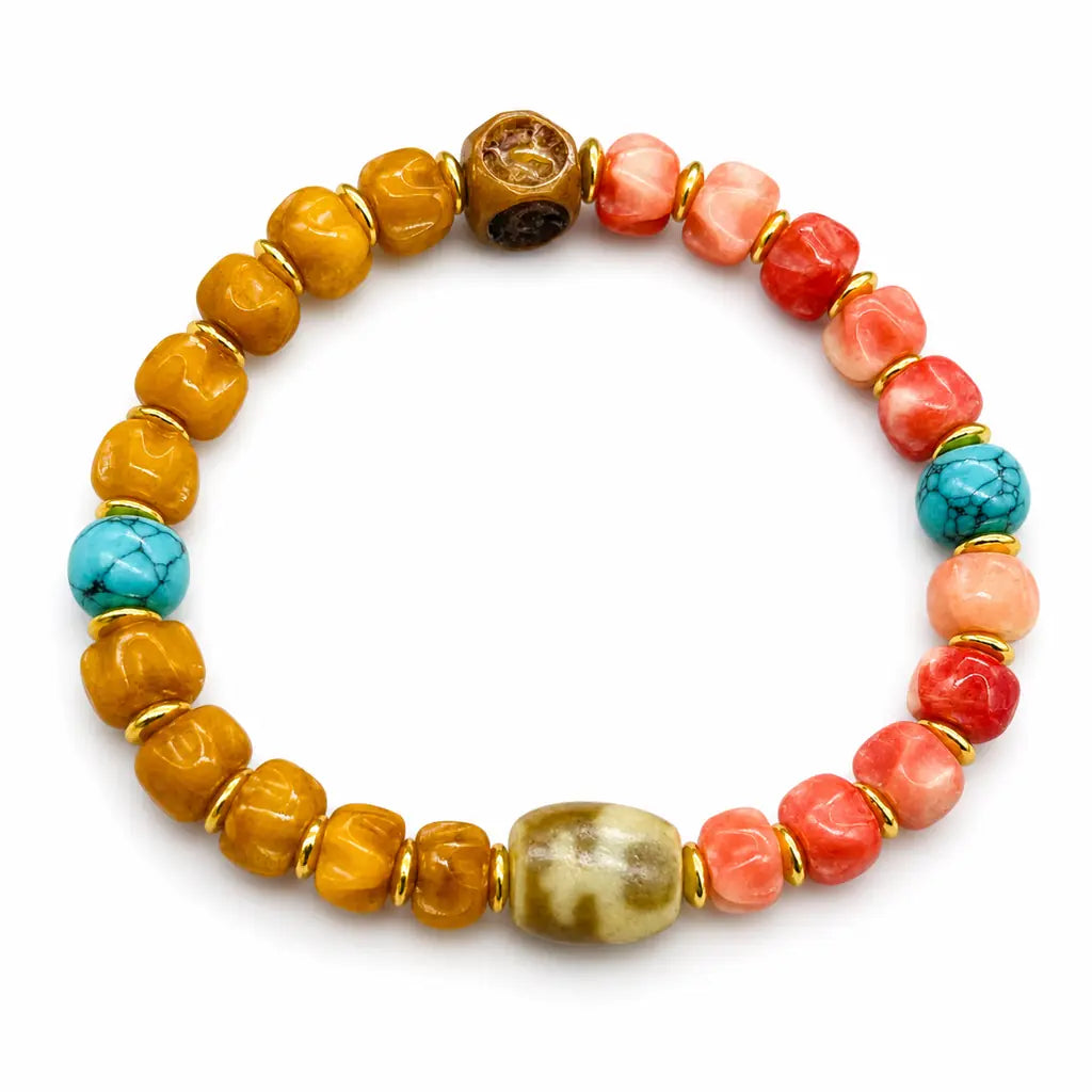 Tibet Art Yak Bone Dzi Bracelet - Auspicious Symbol Series Tibet Art