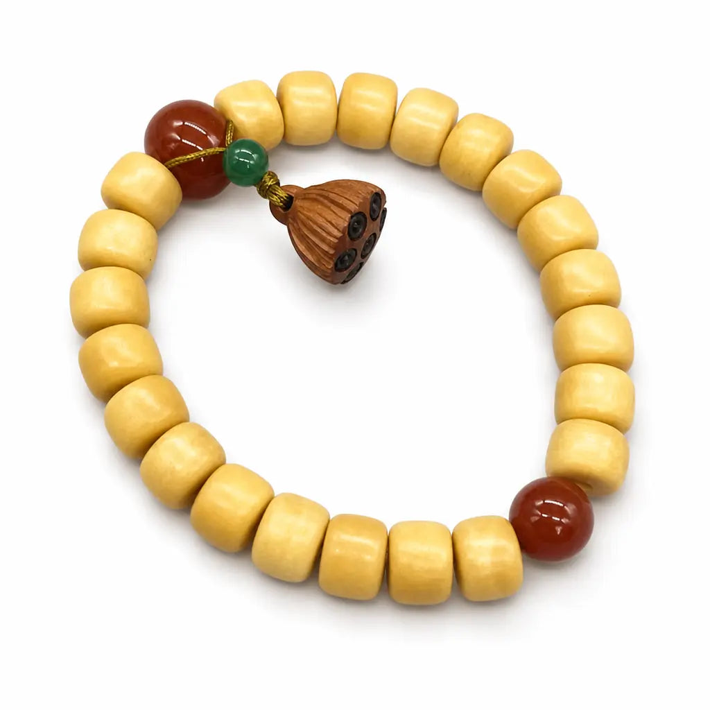 Tibet Art Yak Bone Charm Bracelet - Lotus, Pixiu & Gourd Tibet Art