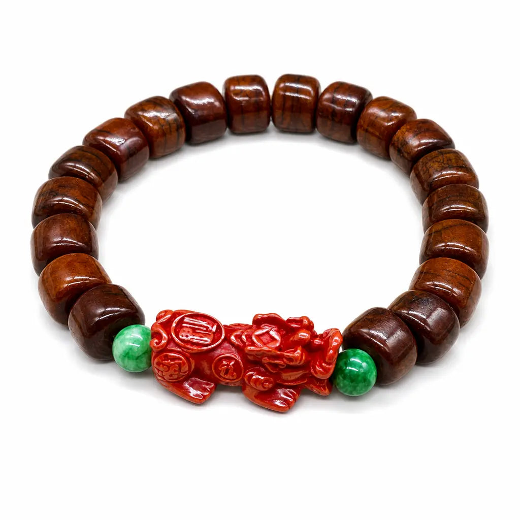 Tibet Art Yak Bone Charm Bracelet - Lotus, Pixiu & Gourd Tibet Art