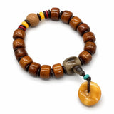 Tibet Art Yak Bone Charm Bracelet - Lotus, Pixiu & Gourd Tibet Art