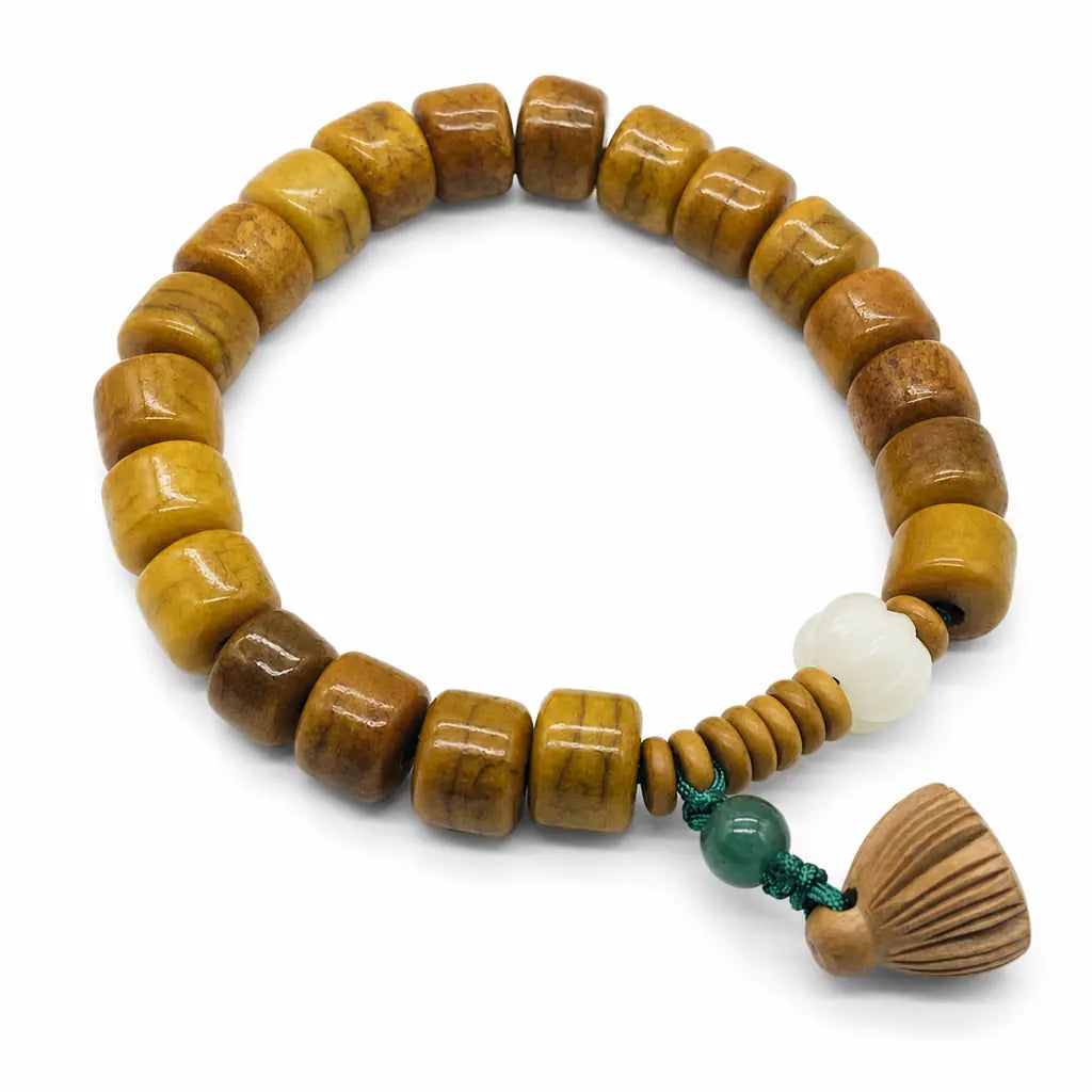 Tibet Art Yak Bone Charm Bracelet - Lotus, Pixiu & Gourd Tibet Art