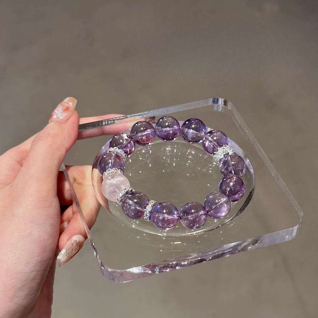 Nine Purple Fire Amethyst Bracelet — Feng Shui Lucky Crystal for Wealth & Positive Energy Tibet Art
