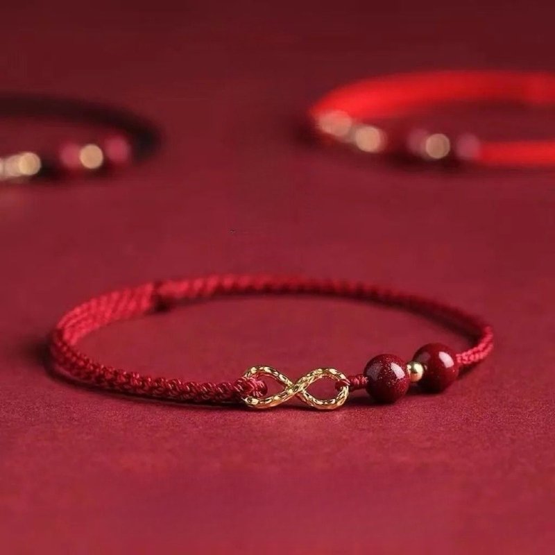 Red Rope Cinnabar Bead Bracelet — Knotted Lucky Charm for Prosperity & Protection - Joy RedTibet Art