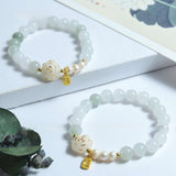 Tianshan Green Jade Bead Bracelet — Natural Stone Single-Wrap for Calm & Clarity Tibet Art