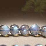 Gray Moonstone & Aquamarine Bracelet 8mm — Luck Transfer Bead for Calm & Good Fortune Tibet Art