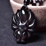 Nine-Tailed Fox Rainbow Obsidian Necklace — Ancient Guardian of Love & Loyalty - Tibet Art