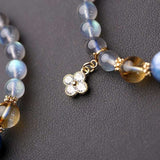 Moonstone & Kyanite Natural Crystal Bead Bracelet — 6–7mm Single Strand Tibet Art
