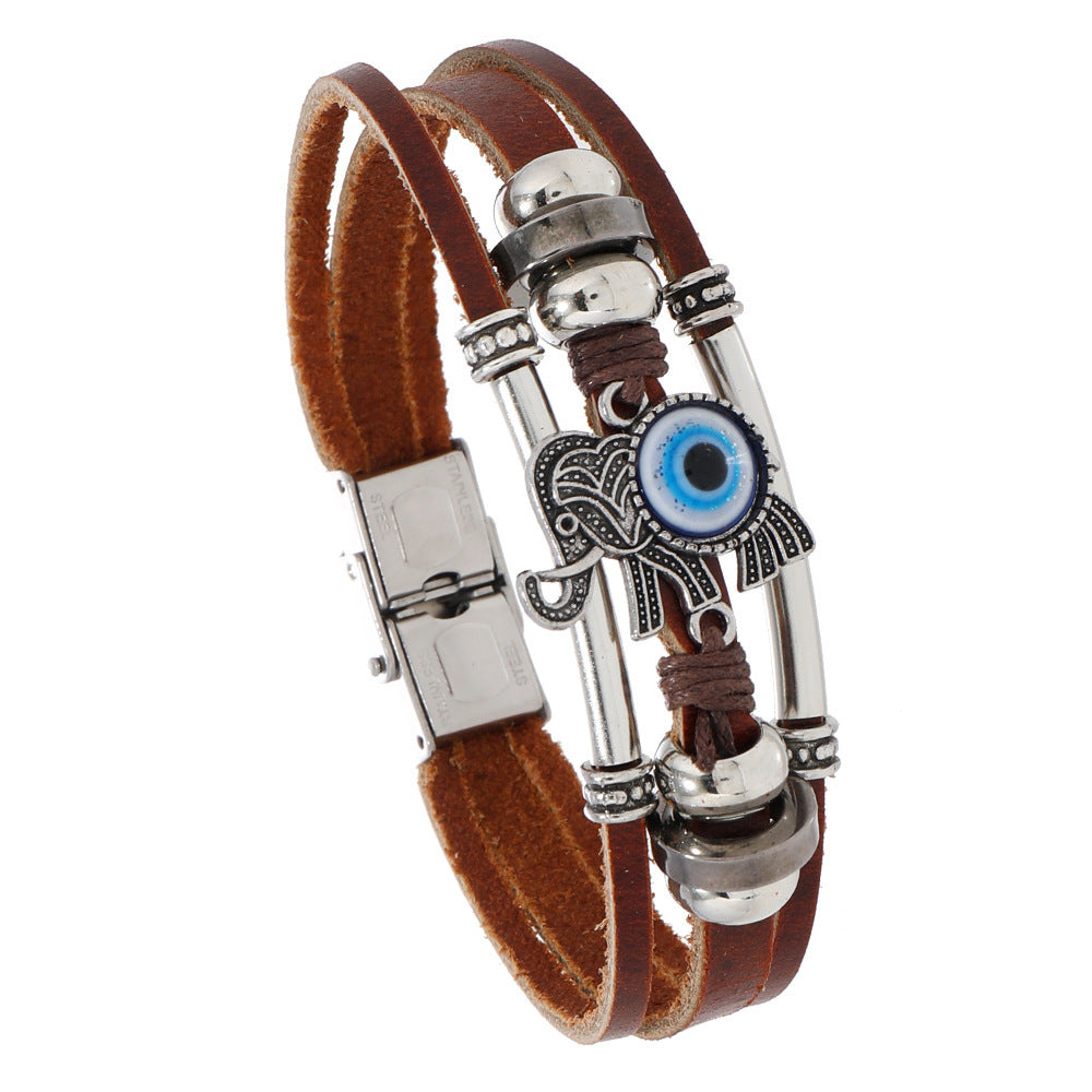 Vintage Leather Talisman Bracelet