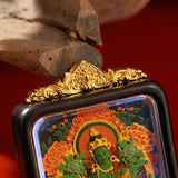 Tibetan Tsa-Tsa Thangka Pendant — Hand-Painted Deity Box Necklace Tibet Art