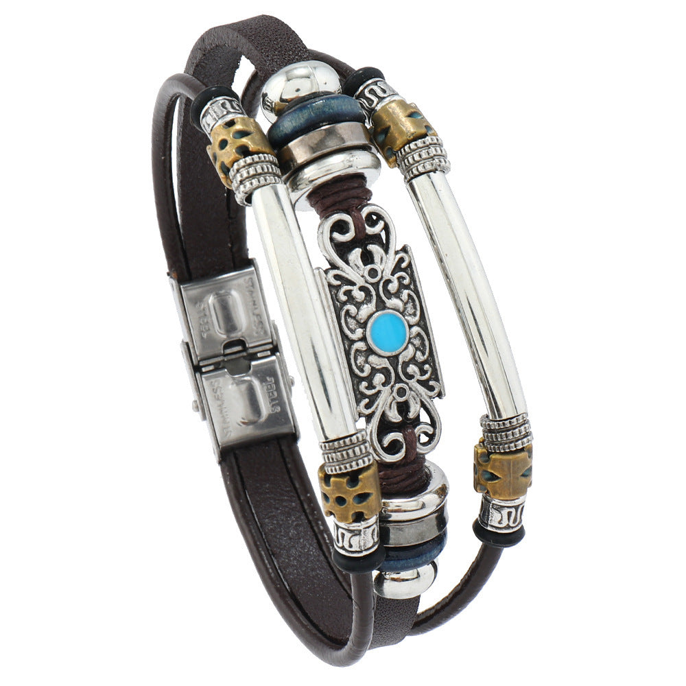 Vintage Leather Talisman Bracelet
