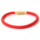 5mm Lucky Bead Cord Bracelet — Adjustable Leather & Steel Wire Base for Fortune Beads - 5mm Red Leather CordTibet Art