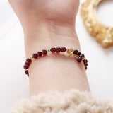 Three - Bead Garnet Bracelet — Minimal Natural Stone Stack for Everyday Wear - Tibet Art