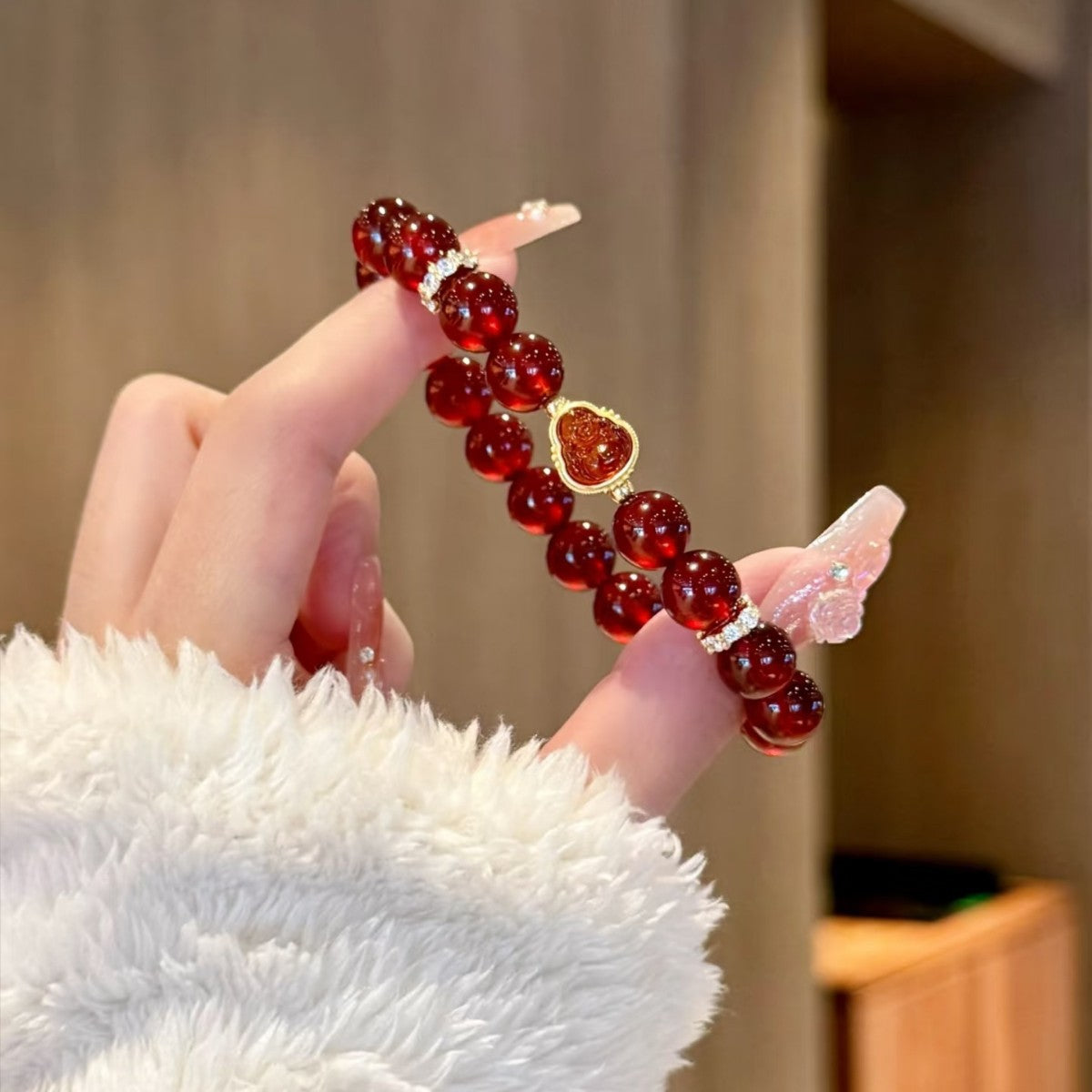 Pulsera de Buda guardián con cuentas rojas