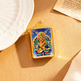 Tibetan Thangka Tsa-Tsa Pendant — Hand-Painted Deity Amulet in Gold-Plated Frame Tibet Art