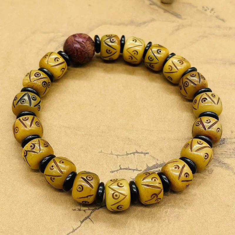 Pulsera de hueso de yak color café