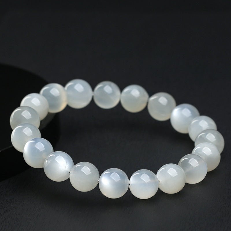 Natural White Moonstone Bead Bracelet — Classic Round Stone for Intuition & Calm Tibet Art
