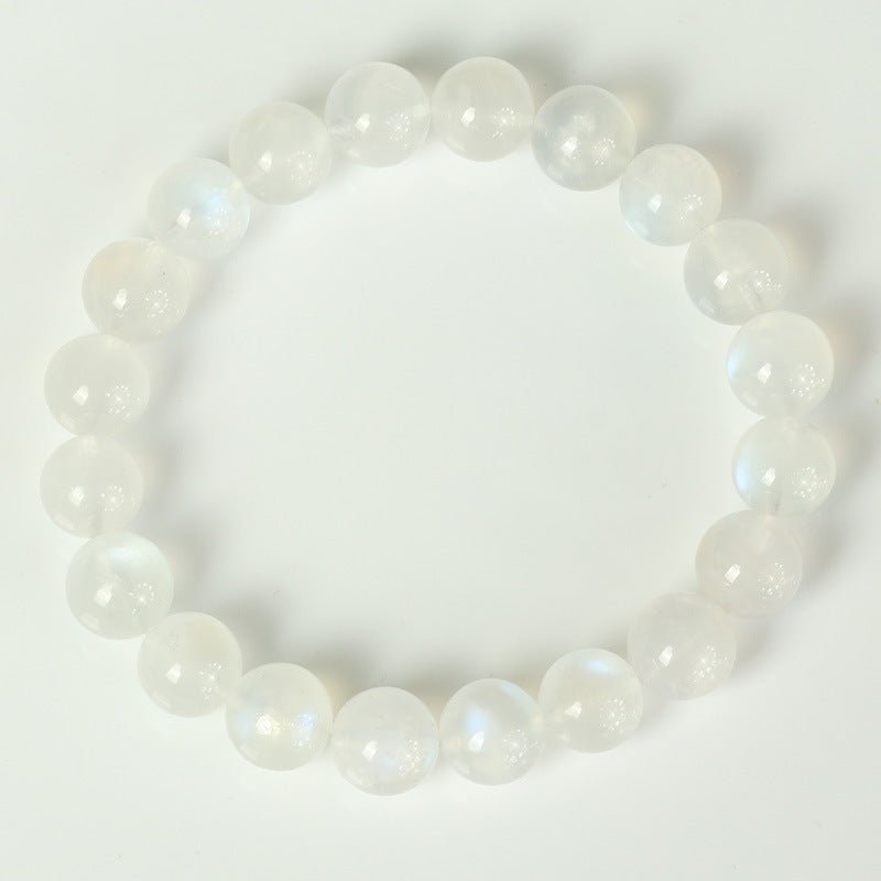 White Moonstone Bracelet — Ice-Grade Natural Stone, Choose Your Bead Size Tibet Art