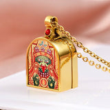 Tibetan Ghau Locket Necklace — Opening Shrine Pendant with Thangka Deity Art Tibet Art