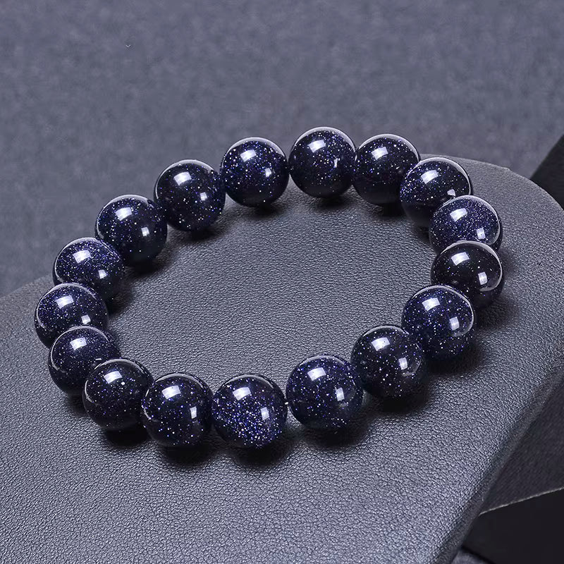Blue Sandstone Bracelet — Polished Natural Stone Beads - Tibet Art