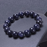 Blue Sandstone Bracelet — Polished Natural Stone Beads - Tibet Art