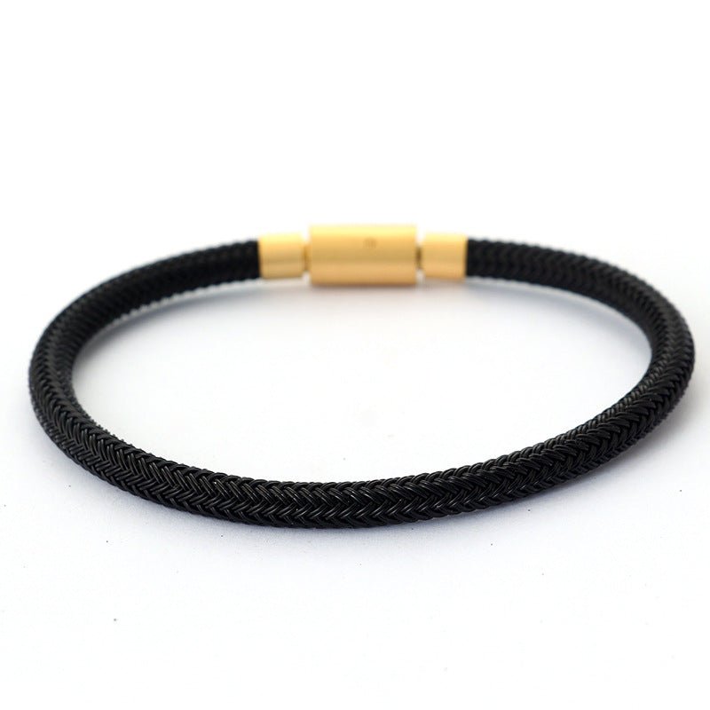 5mm Lucky Bead Cord Bracelet — Adjustable Leather & Steel Wire Base for Fortune Beads - 5mm Black Steel WireTibet Art