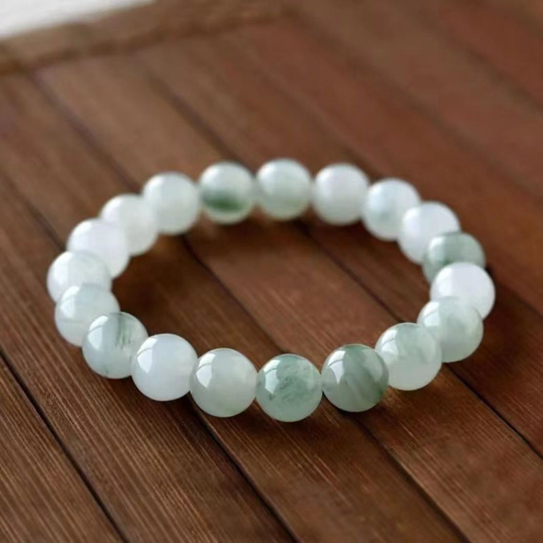 Tianshan Green Jade Bead Bracelet — 8mm Natural Stone for Calm & Balance Tibet Art