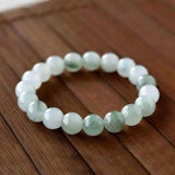 Tianshan Green Jade Bead Bracelet — 8mm Natural Stone for Calm & Balance Tibet Art