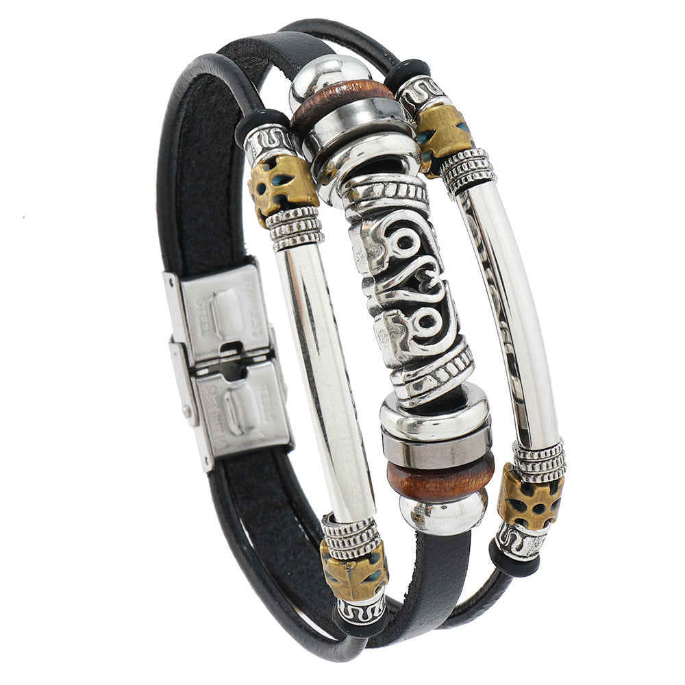Vintage Leather Talisman Bracelet