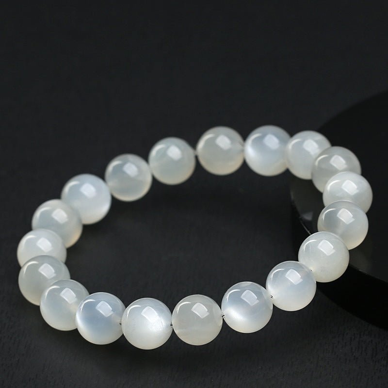 Natural White Moonstone Bead Bracelet — Classic Round Stone for Intuition & Calm Tibet Art