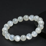 Natural White Moonstone Bead Bracelet — Classic Round Stone for Intuition & Calm Tibet Art
