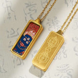 Tibetan Hand-Painted Thangka Pendant — Titanium Steel Frame with Chain, 14 Designs Tibet Art