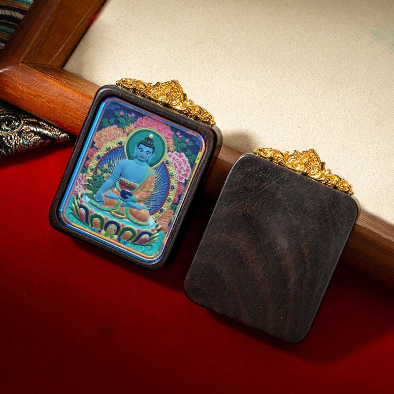Tibetan Tsa-Tsa Thangka Pendant — Hand-Painted Deity Box Necklace Tibet Art