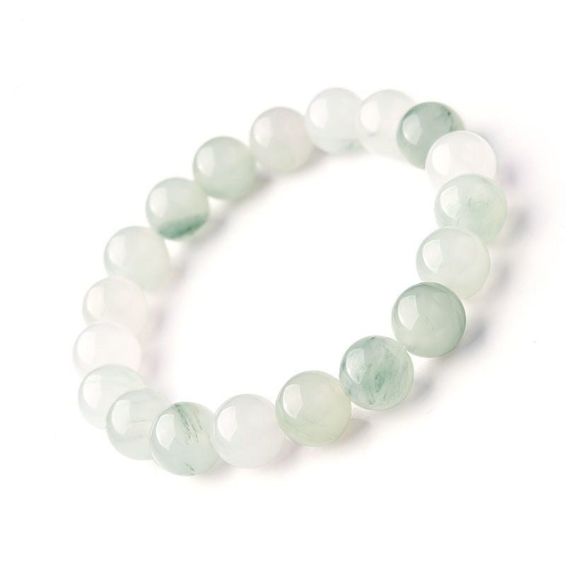 Tianshan Green Jade Bead Bracelet — 8mm Natural Stone for Calm & Balance Tibet Art