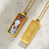 Tibetan Hand-Painted Thangka Pendant — Titanium Steel Frame with Chain, 14 Designs Tibet Art