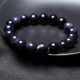 Blue Sandstone Bracelet — Polished Natural Stone Beads - Tibet Art