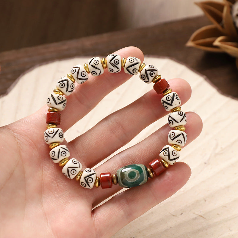 White Yak Bone Dzi Guardian Bracelet