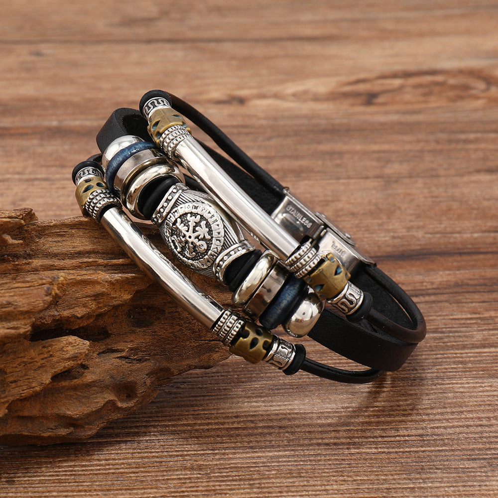 Vintage Leather Talisman Bracelet