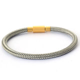 5mm Lucky Bead Cord Bracelet — Adjustable Leather & Steel Wire Base for Fortune Beads - 5mm Silver - Grey Steel WireTibet Art
