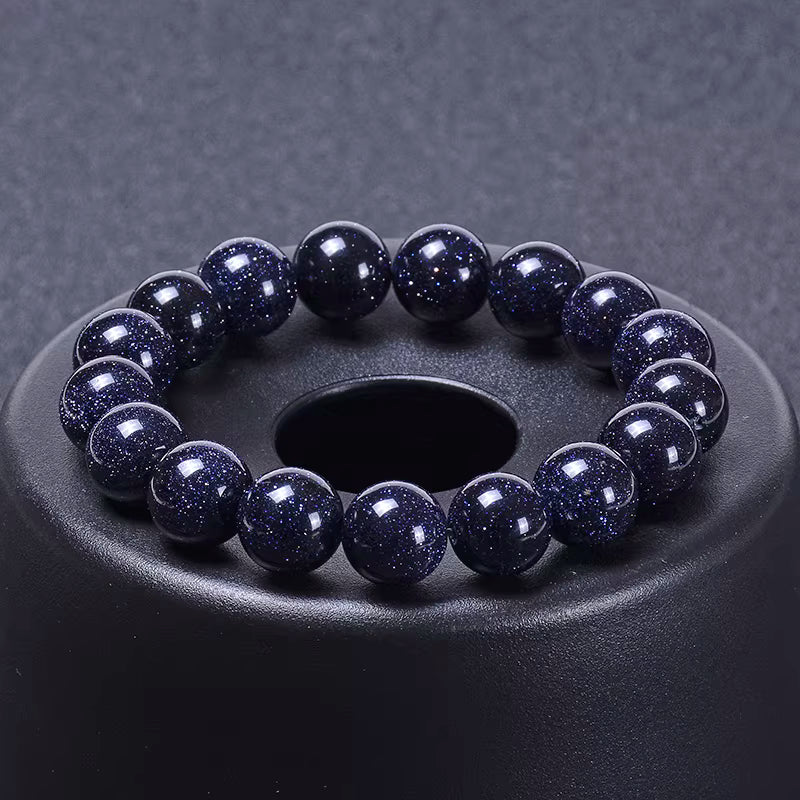 Blue Sandstone Bracelet — Polished Natural Stone Beads - Tibet Art