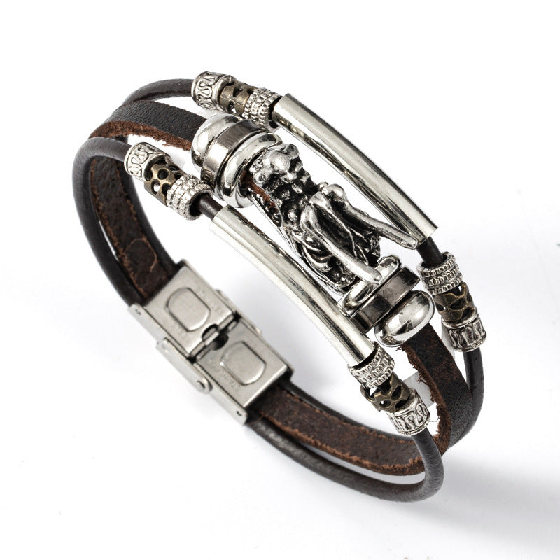 Vintage Leather Talisman Bracelet