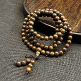 Multi-Wood 108-Bead Mala Bracelet — Natural Wood Prayer Beads for Daily Wear & Meditation Tibet Art