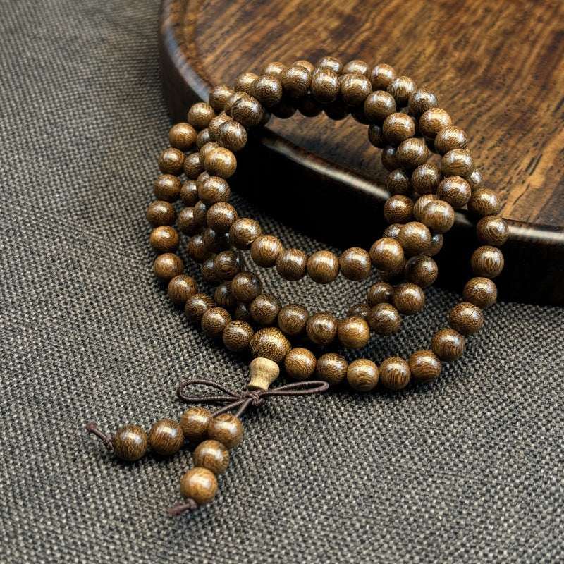 Multi-Wood 108-Bead Mala Bracelet — Natural Wood Prayer Beads for Daily Wear & Meditation Tibet Art