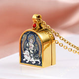 Tibetan Ghau Locket Necklace — Opening Shrine Pendant with Thangka Deity Art Tibet Art