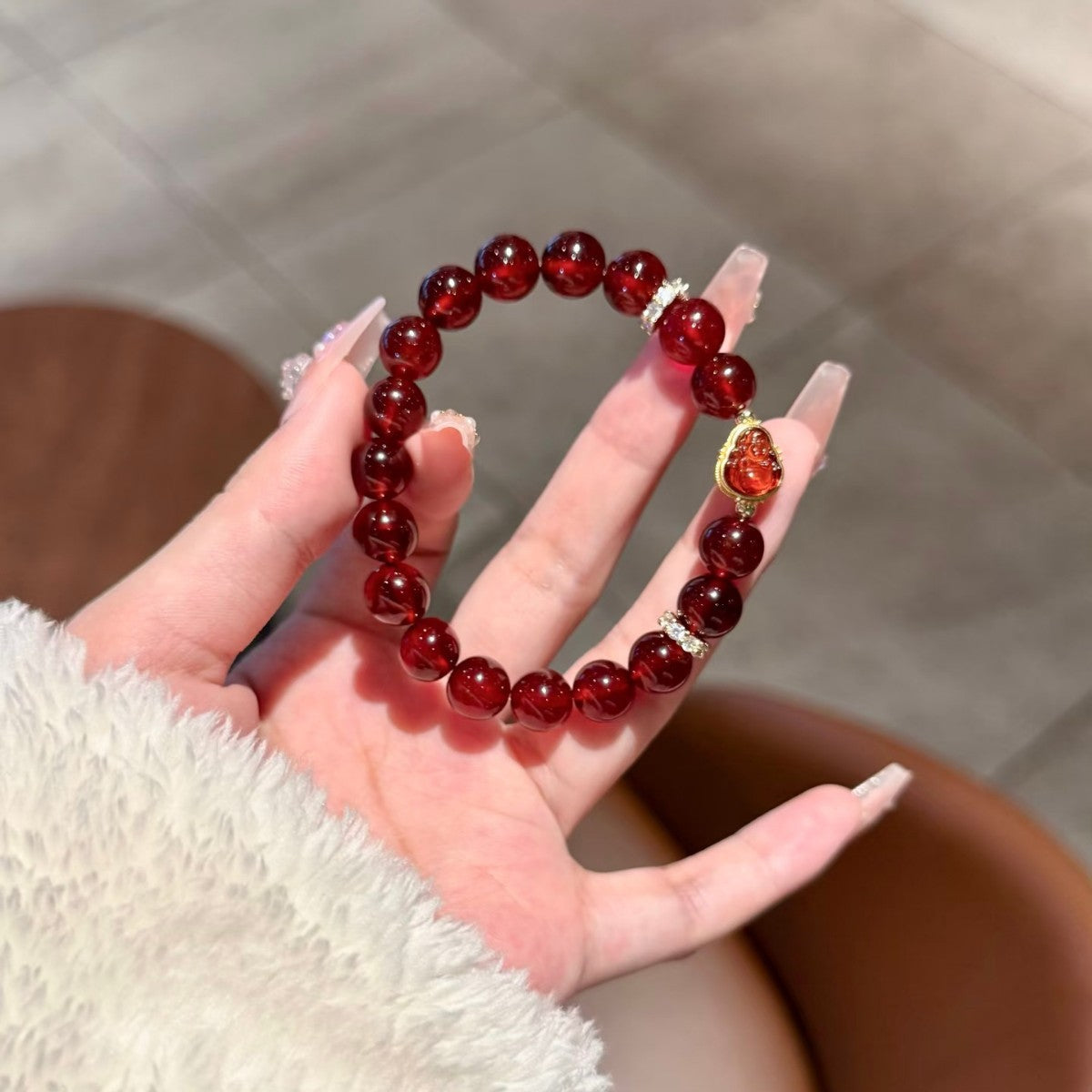Pulsera de Buda guardián con cuentas rojas