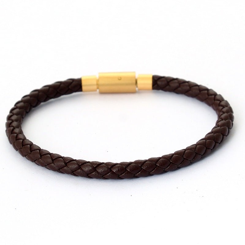 5mm Lucky Bead Cord Bracelet — Adjustable Leather & Steel Wire Base for Fortune Beads - 5mm Brown Leather CordTibet Art