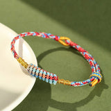 Five - Color Feng Shui Knot Bracelet — Traditional Lucky Rope Charm for Protection & Good Fortune - Teal & PurpleTibet Art