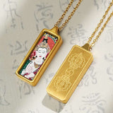 Tibetan Hand-Painted Thangka Pendant — Titanium Steel Frame with Chain, 14 Designs Tibet Art