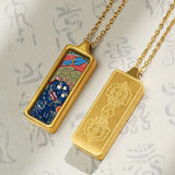 Tibetan Hand-Painted Thangka Pendant — Titanium Steel Frame with Chain, 14 Designs Tibet Art